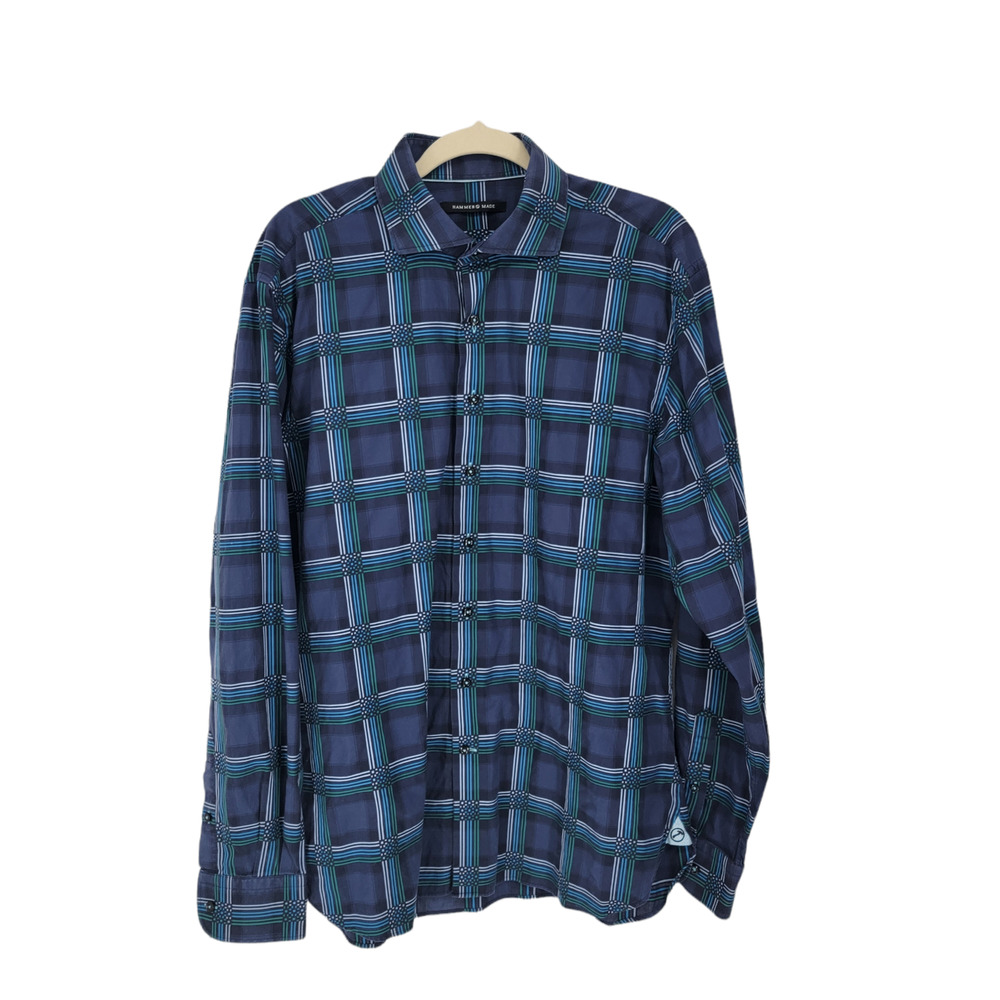 Hammer Made Men's Plaid Button Down Shirt Size 44/17.5 Long Sleeve Multicolor